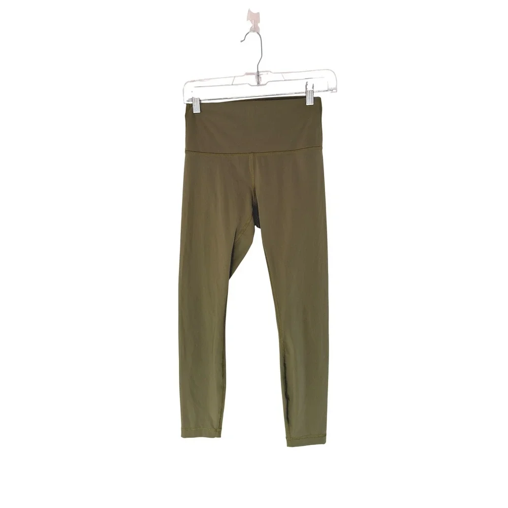 Lululemon Leggings Women's Green Active Workout Gym Stretch Compression Size‎ 6